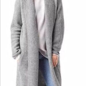Gap long grey shawl collar sweater